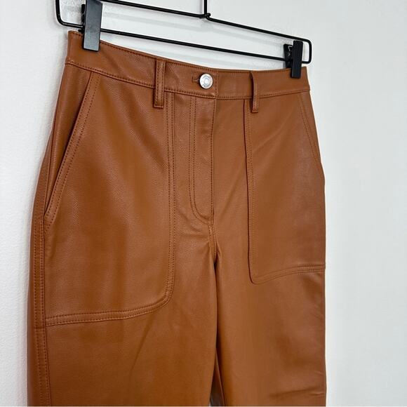 Aritzia Wilfred Free Lucy Pant Camel Vegan Leather Size 2 Neutral Capsule - Picture 4 of 9